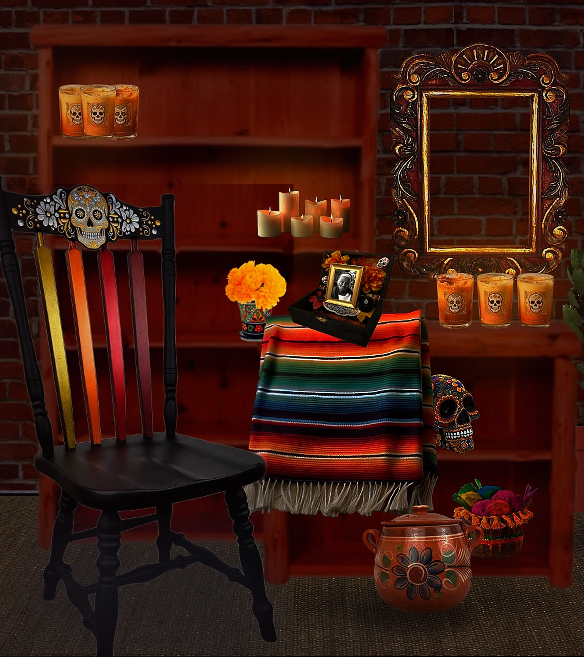 Dia de los muertos Altar vignette display fiel altarcito