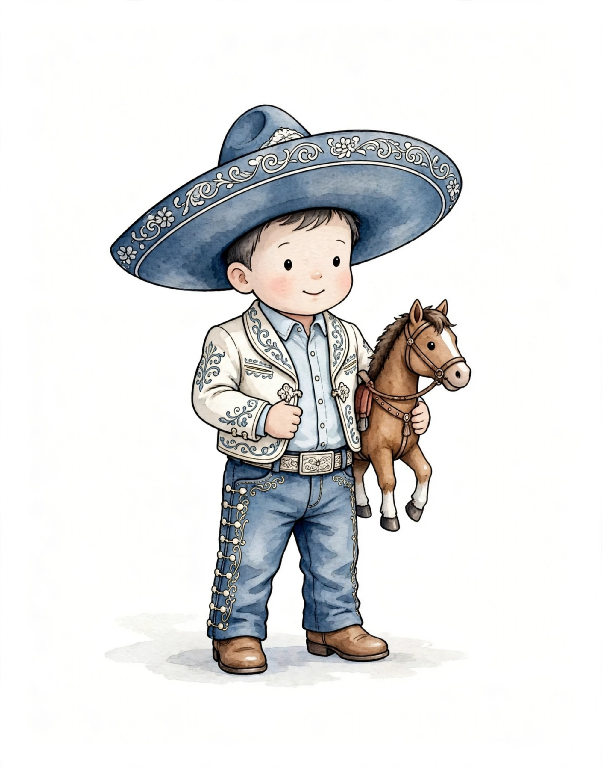 Traje Charro de Niño Azul - Charro Baby Nursery Art — Framed - Image 6