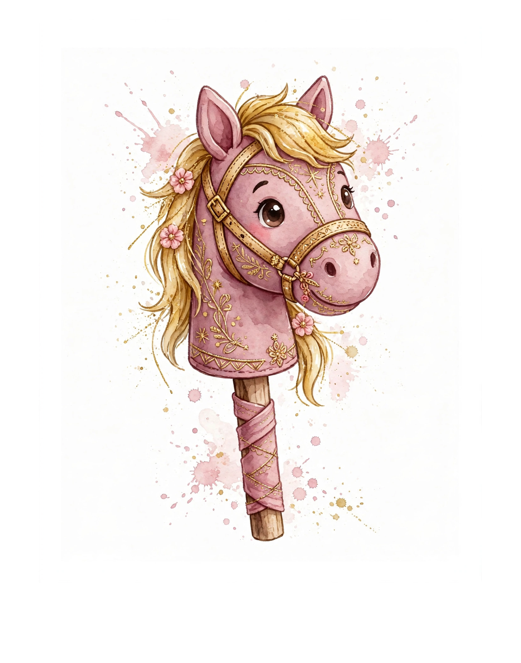 Baby Bailarina Folklorica Pink - Framed Gold Rosado Stick Horse