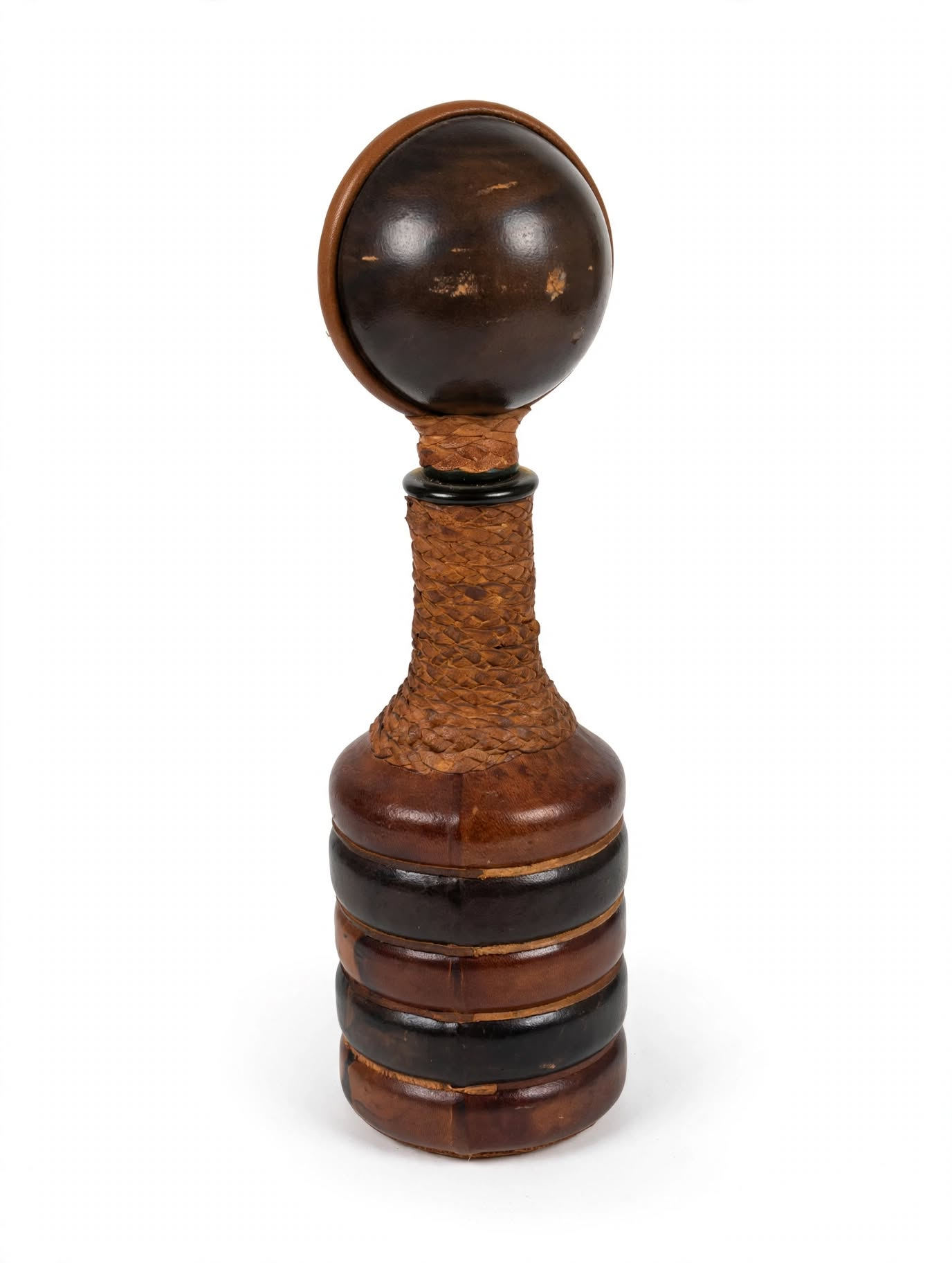 Italian Leather Decanter Bottle MCM 1960s Made in Italy