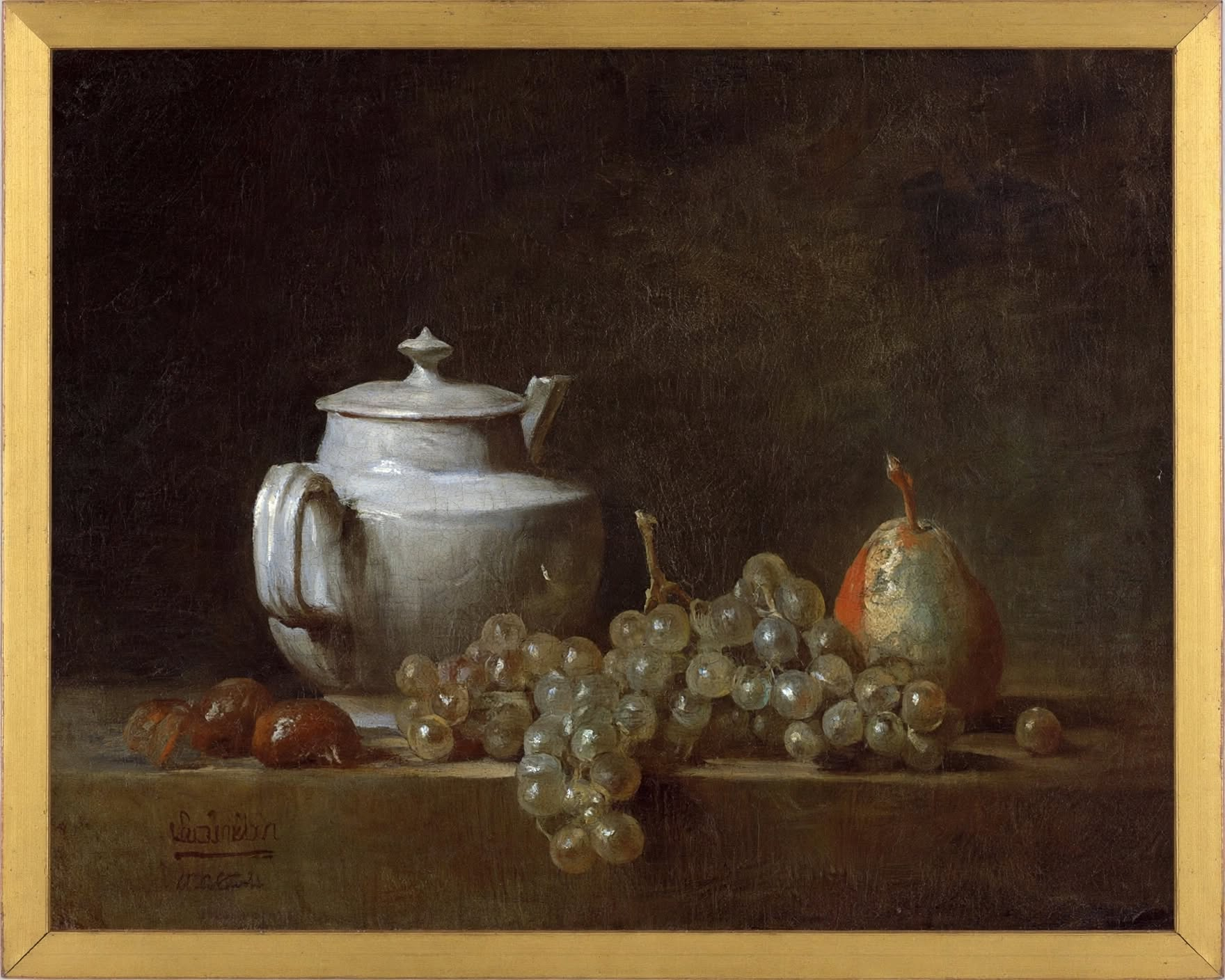 French Country Art Framed in McAllen Jean_Simeon_Chardin_-_Still_Life_with_Teapot_Grapes_Chestnuts_and_a_Pear_-large.